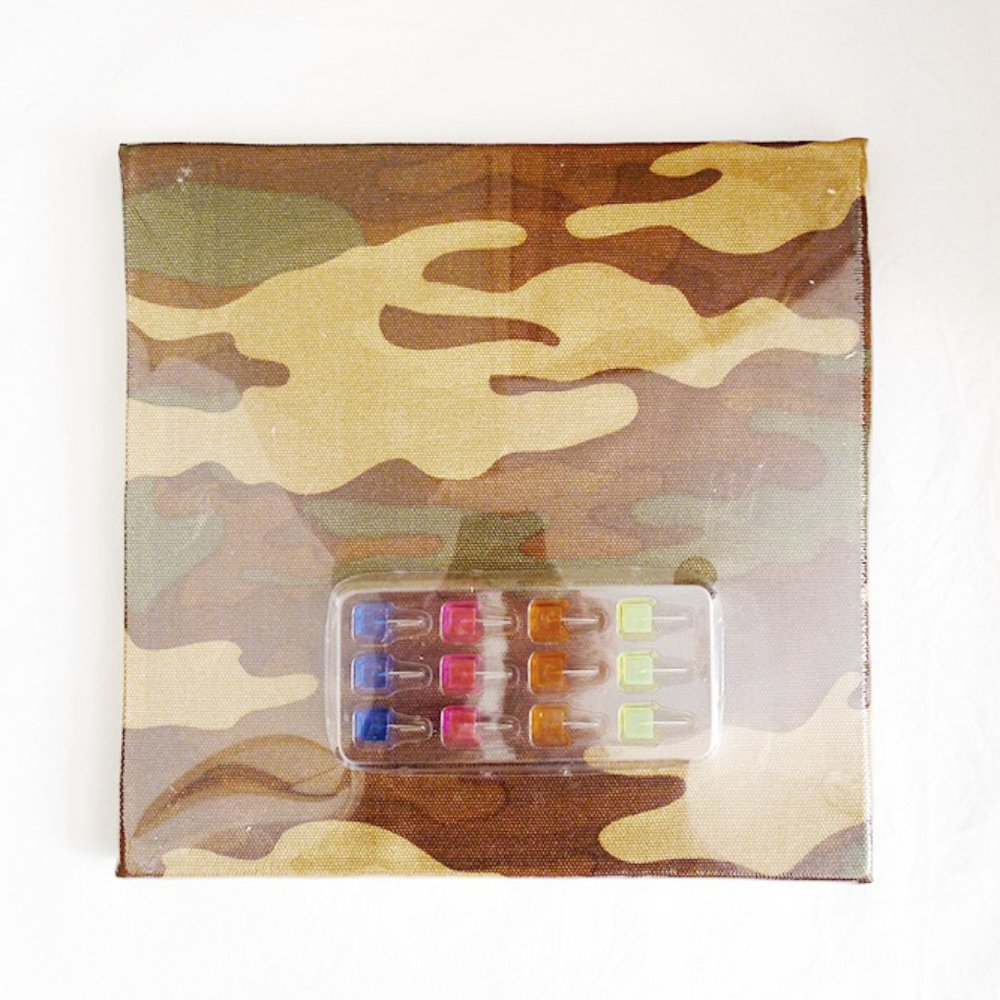 NEW Camo/Camouflage Square Fabric Lined Bulletin Board + Push Pins 9.5" x 9.5"